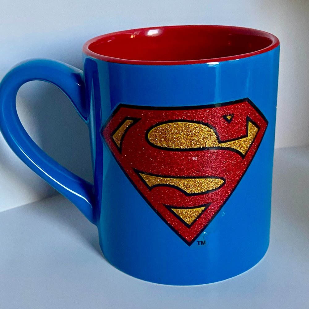 Superman Glitter Coffee Mug Cup